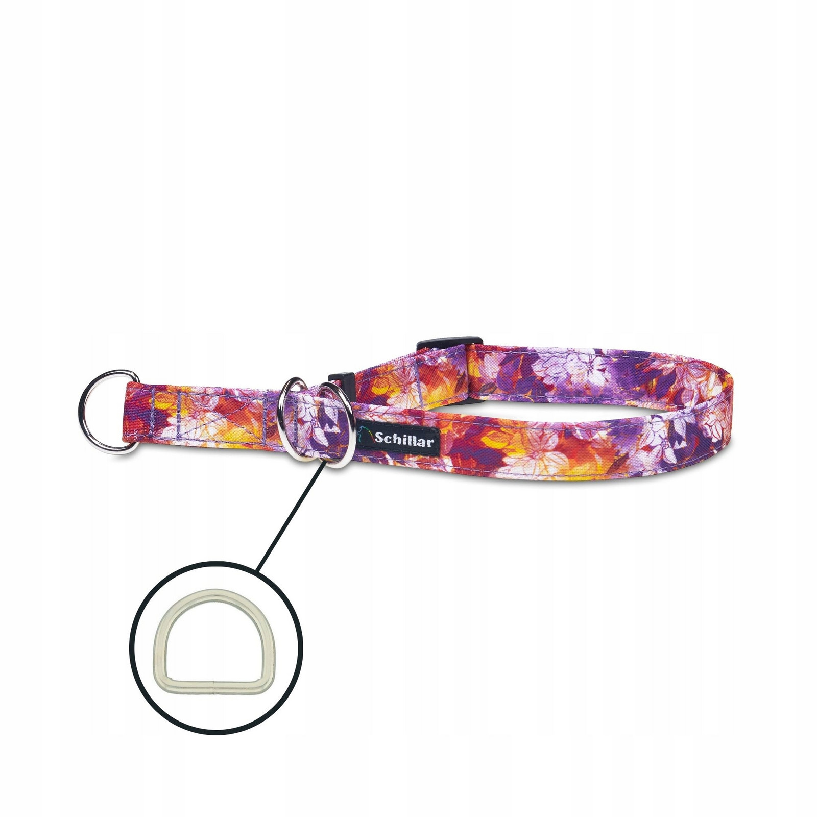 Polostahovací obojek pro velkého psa barevné podzimní květy L XL 40-60cm