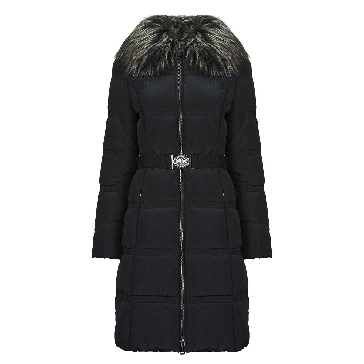 Guess  NEW MARISOL LONG BELTED JACKET  Černá