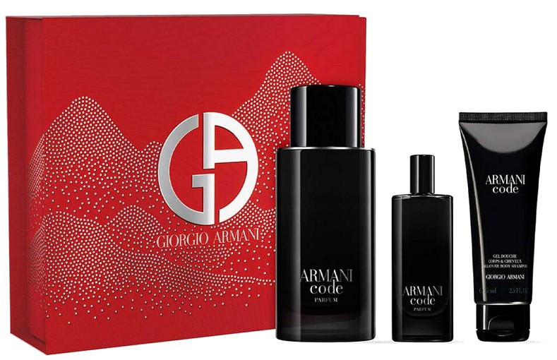 Giorgio Armani Code Parfum - parfém 125 ml (plnitelný) + sprchový gel 75 ml + parfém 15 ml