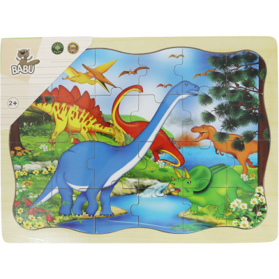 BABU - Dřevěné puzzle dinosaurus - 24 dílků