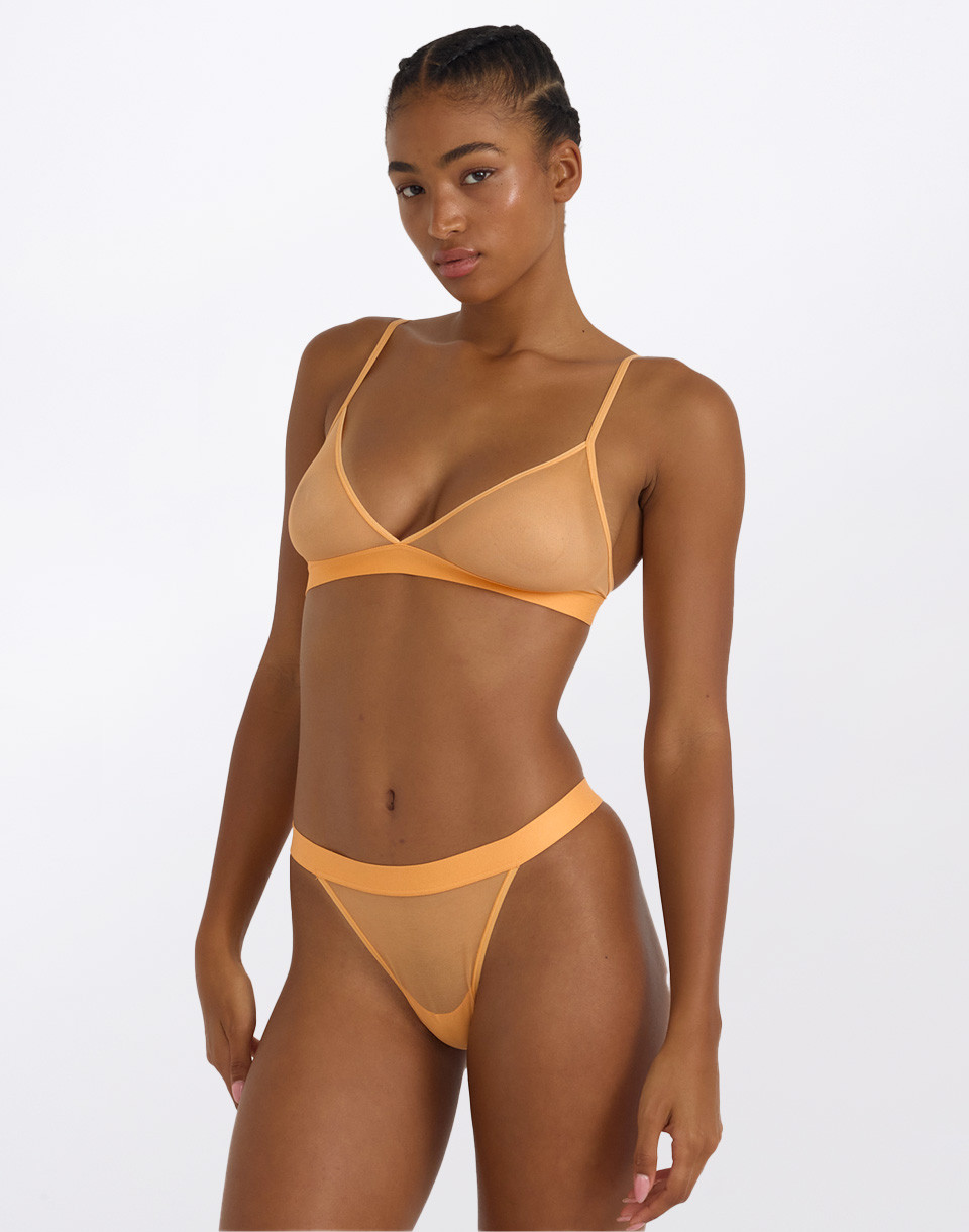 Organic Basics Mesh Triangle Bralette Papaya XS