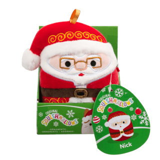 SQUISHMALLOWS Vánoční ozdoba Santa s brýlemi - Nick, 10 cm