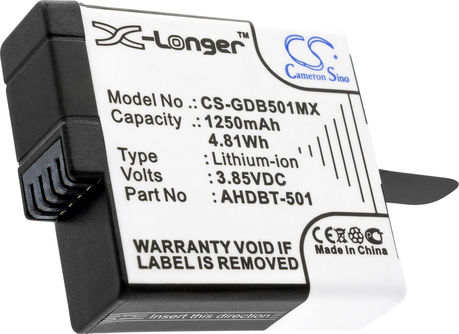 CS Cameron Sino GDB501MX akumulátor do kamery Náhrada za orig. akumulátor 3661169, AABAT-001, AHDBT-501 3.85 V 1250 mAh