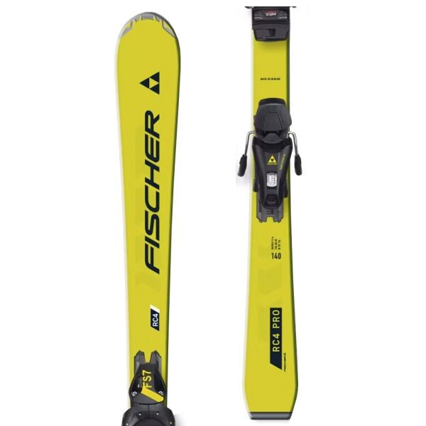 Fischer RC4 PRO JRS + FS 7 GW CA Juniorské sjezdové lyže, žlutá, velikost