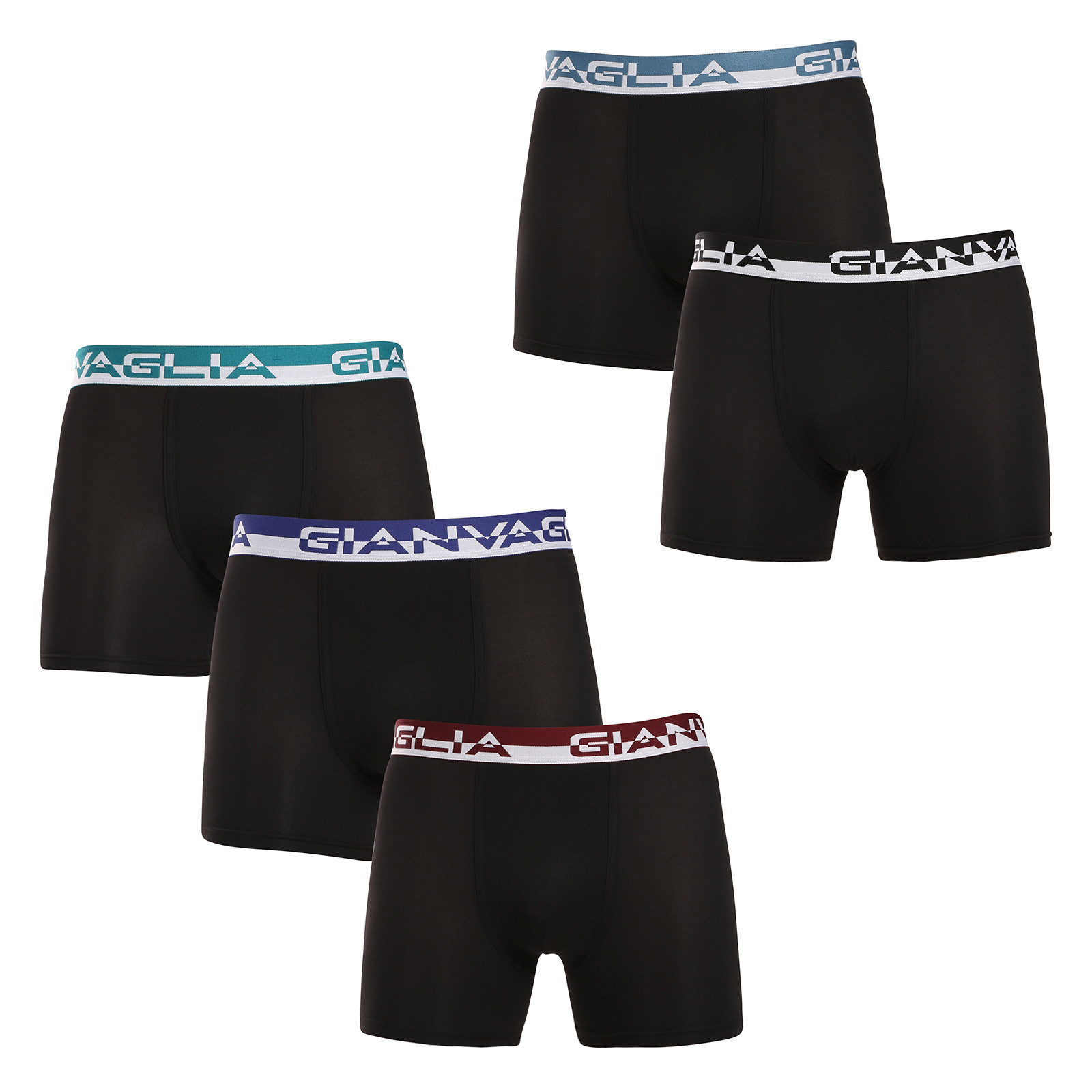 5PACK pánské boxerky Gianvaglia černé (5012-5) XXL, trenky / trenýrky