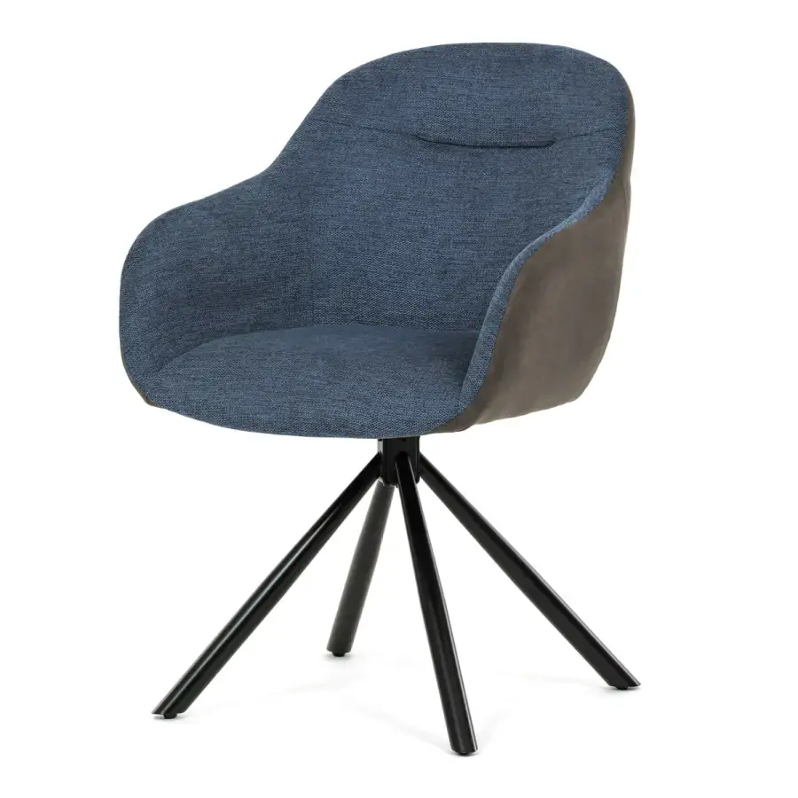Jídelní židle modrá tmavě šedá vintage černé kovové nohy, otočná P+L 90° s vratným mech. DCH-Y1143 BLUE2 Autronic