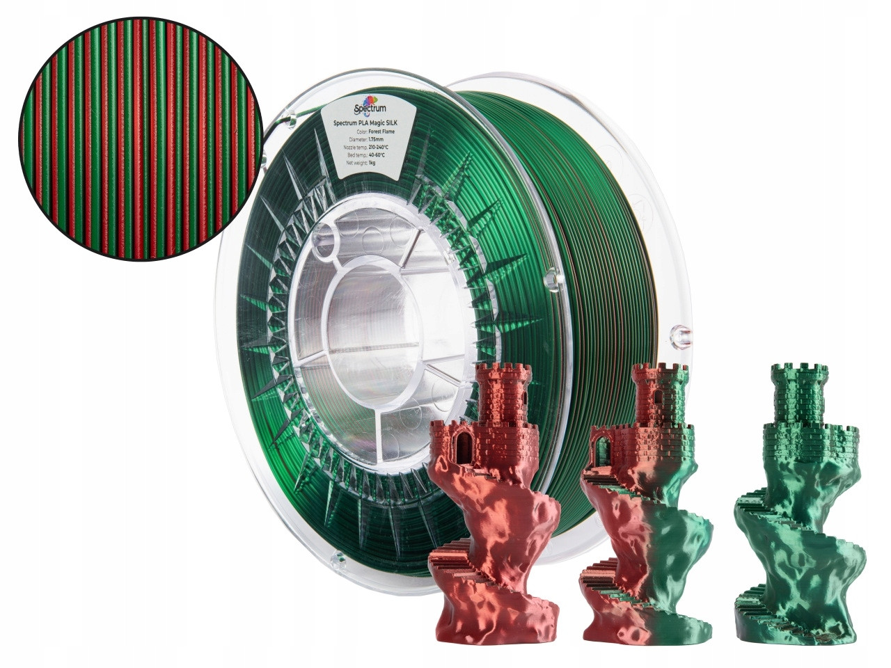Filament Spectrum Pla Magic Silk 1.75mm Forest Flame Červená Zelená 1kg