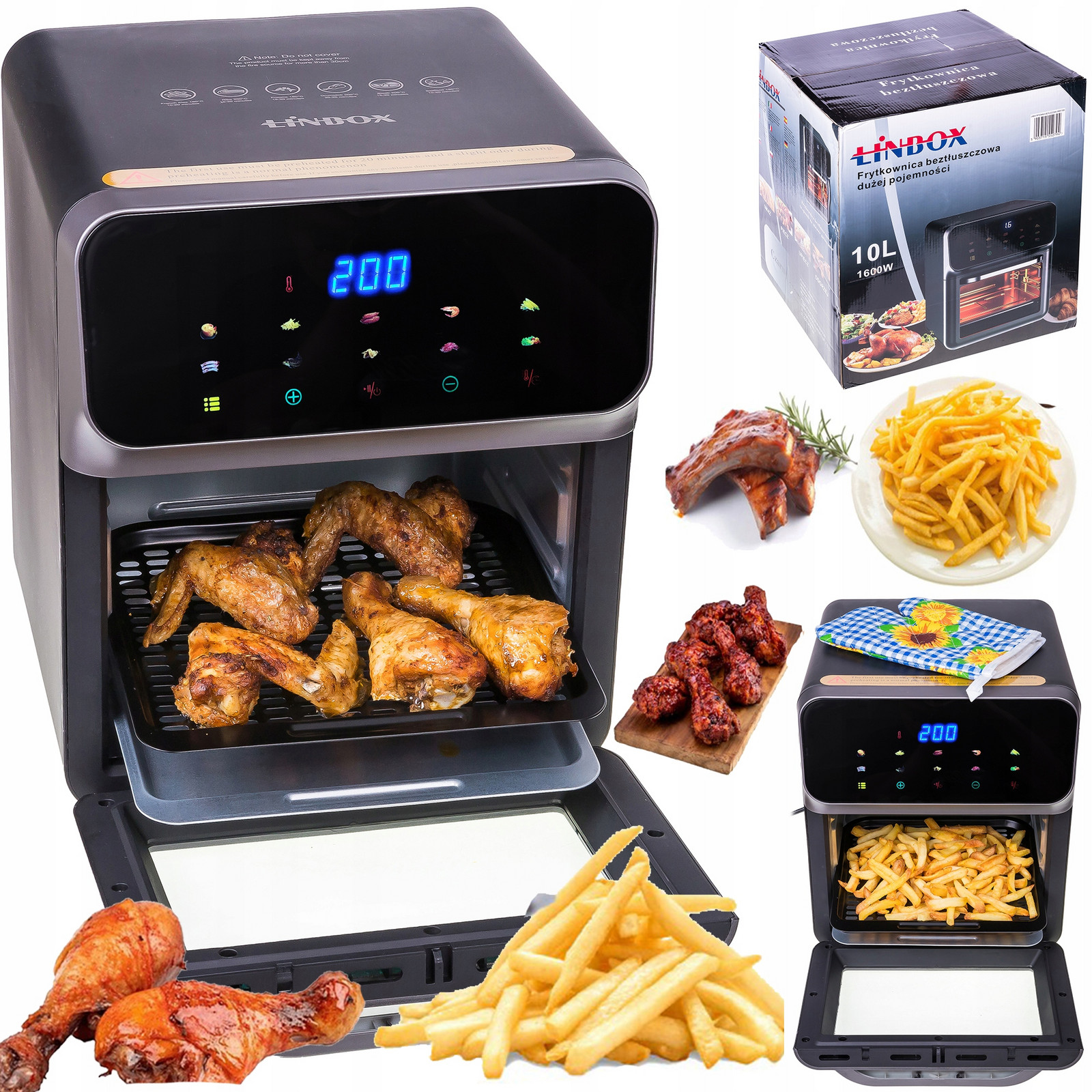 Fritéza Trouba Bez Tuku Air Fryer Linbox Inox Černá