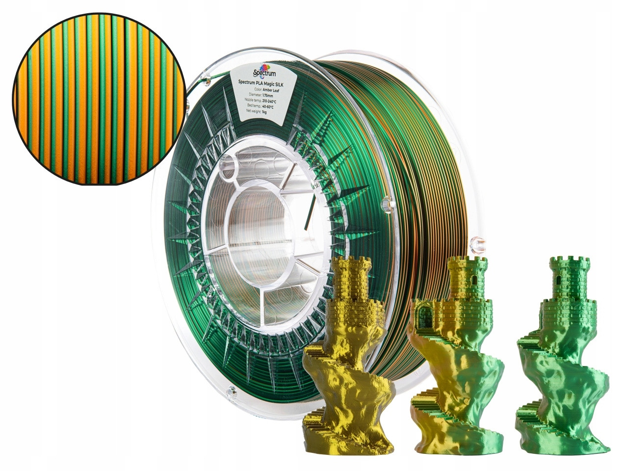 Filament Spectrum Pla Magic Silk 1.75mm Amber Leaf Oranžová Zelená 1kg