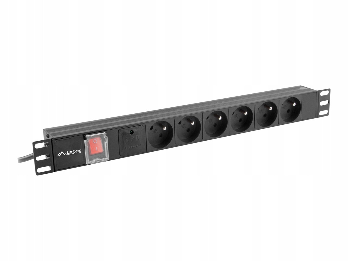 Zásuvková lišta rack Pdu 19 palců 1U 16A 6X 230V Pl 2m černá Lanberg Pdu-