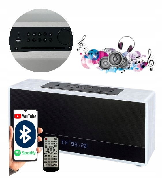 Domácí Kuchyňské Rádio Věž Mini CD Přehrávač Bluetooth MP3