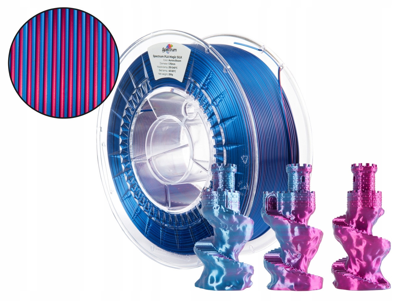 Filament Spectrum Pla Magic Silk 1.75mm Aurora Bloom Růžová Modrá 1kg
