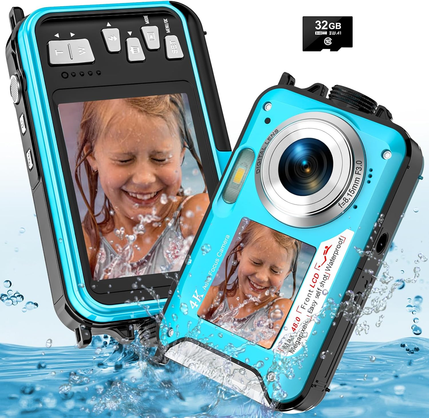 Digitální kamera Yisence, Voděodolná, Uhd 4K 56 Mp, 32 Gb