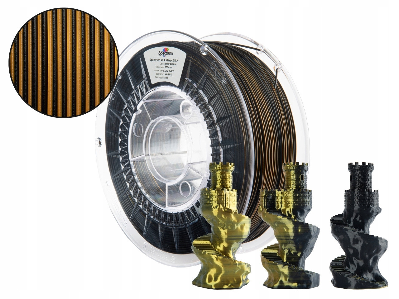 Filament Spectrum Pla Magic Silk 1.75mm Solar Eclipse Zlatá Černá 1kg