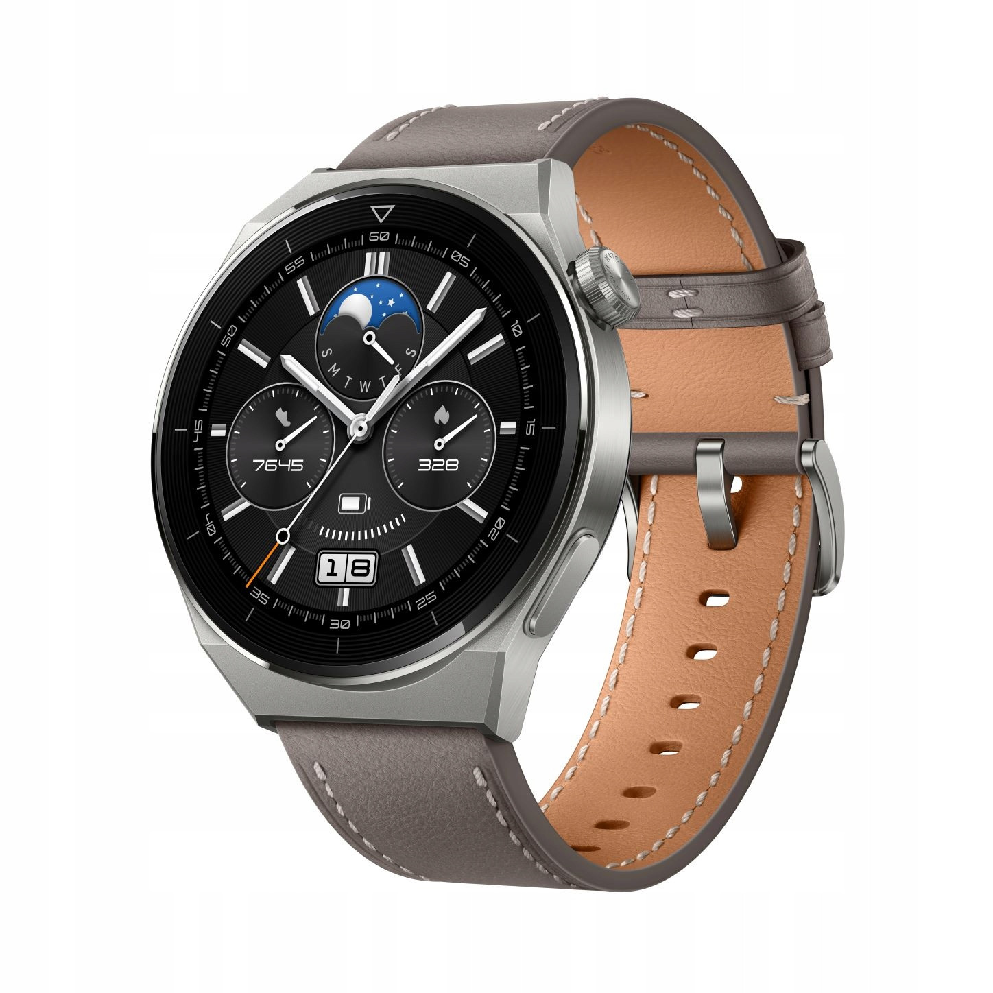 Chytré Hodinky Huawei Watch Gt 3 Pro Classic šedý hnědý kožený řemínek