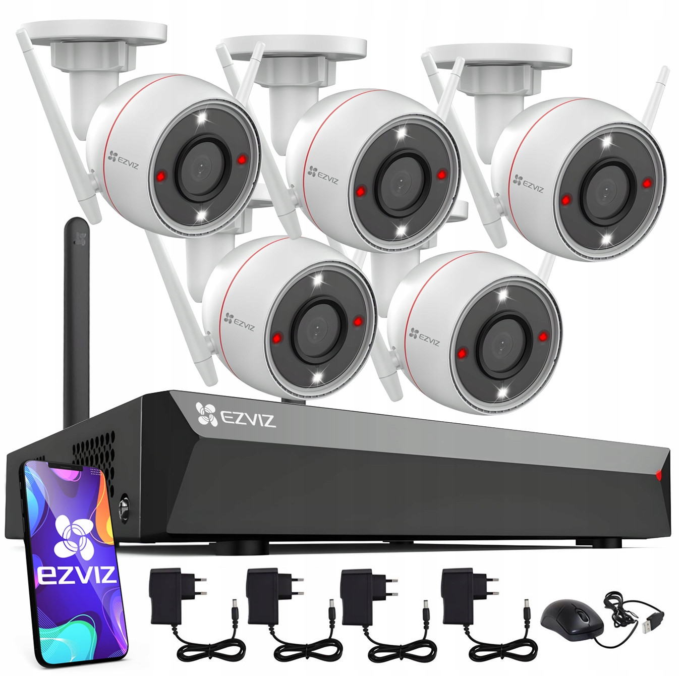 WiFi monitorovací set pro rozšíření 5 kamer 4Mpx Rekordér 8 kanálů