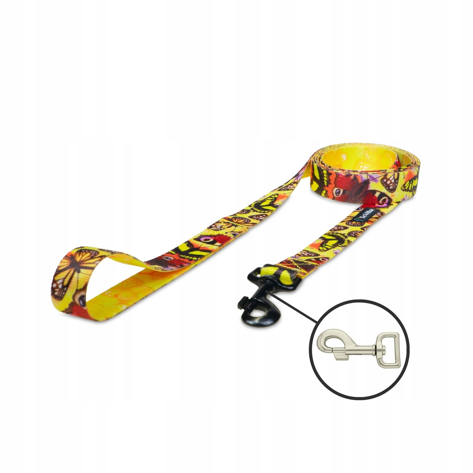 Vodítko městské pro velkého psa žluté motýli forever young 150cm 25mm L XL