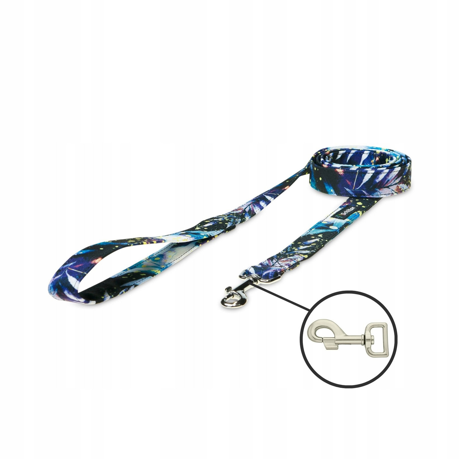 Vodítko městské pro velkého psa fantazijní listy černé 150cm 25mm L XL