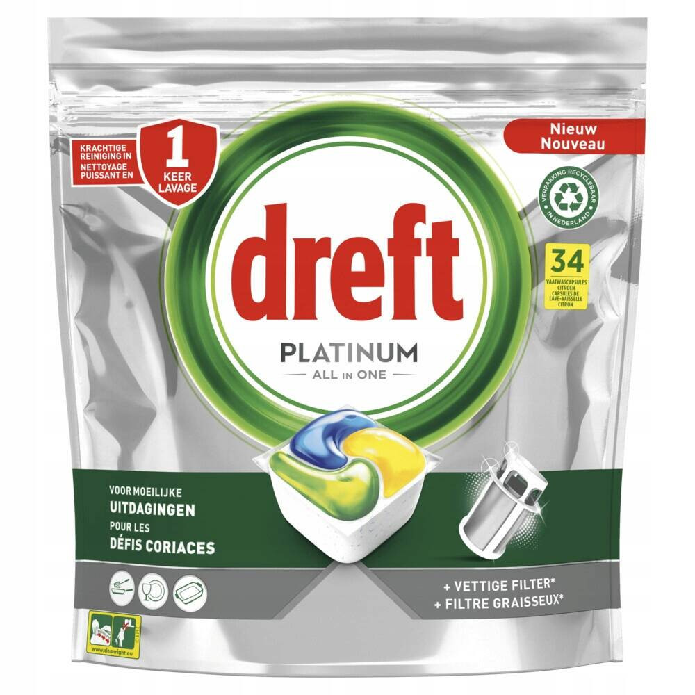 Dreft Platinum All in One Citron Kapsle do Myčky 34 ks