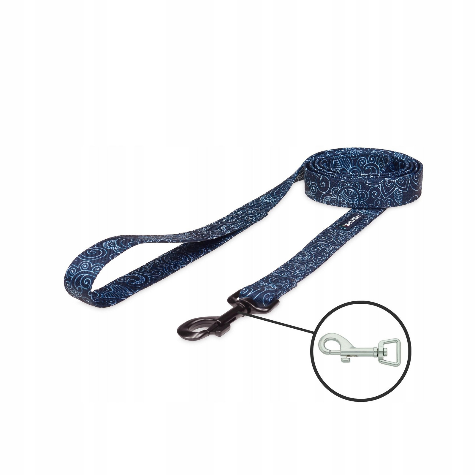 Vodítko městské pro malého středního psa černé paisley 150cm 20mm S M