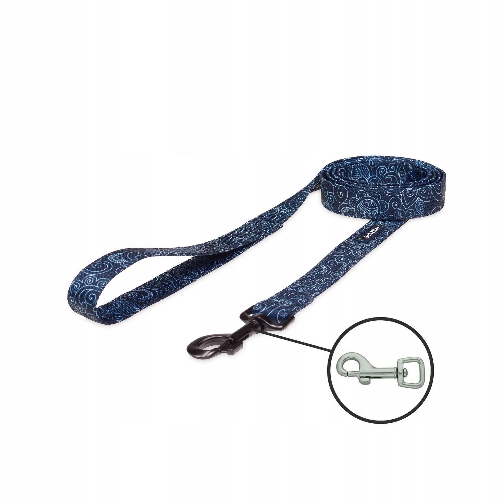 Vodítko městské pro malého psa černé paisley 150cm 15mm Xxs Xs