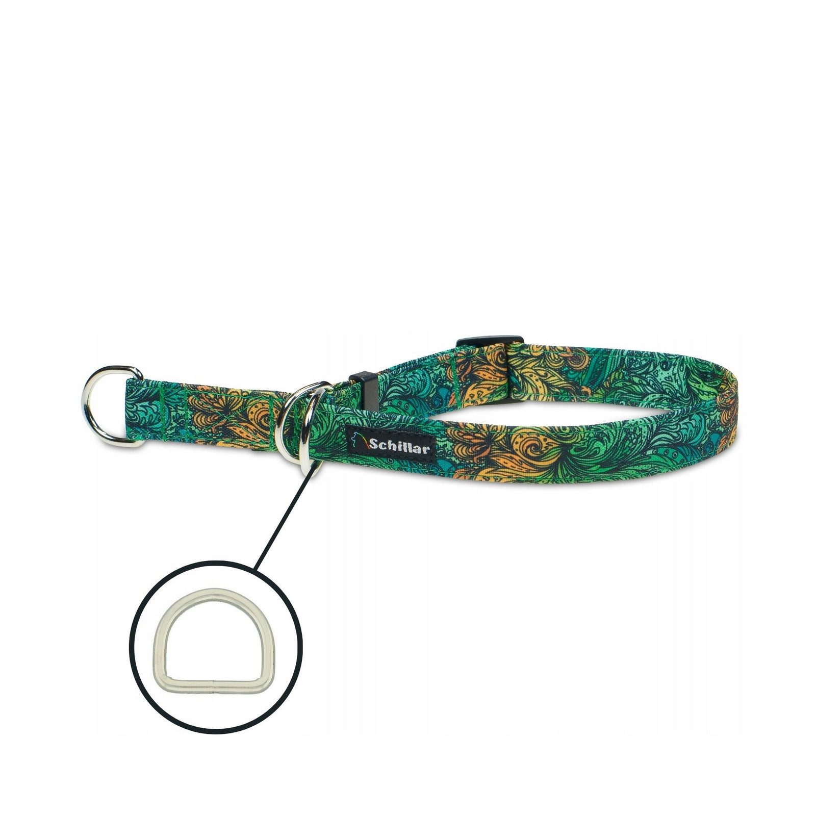 Polostahovací obojek pro velkého psa zelený wavy grass L XL 40-60cm