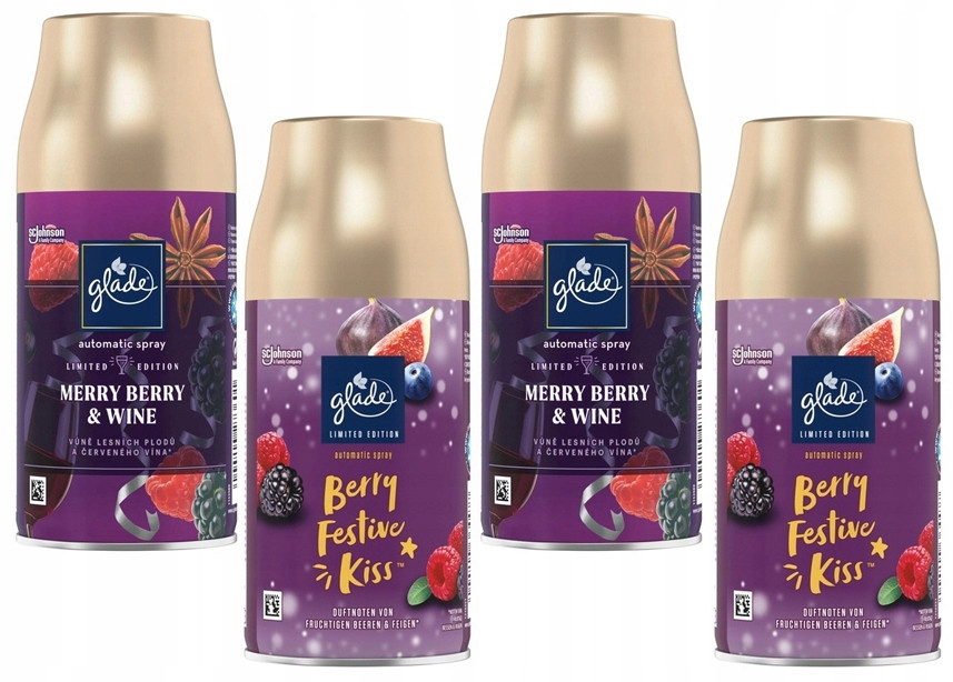 Glade Náhradní náplň do osvěžovače Berry Festive Kiss sprej 269ml x3