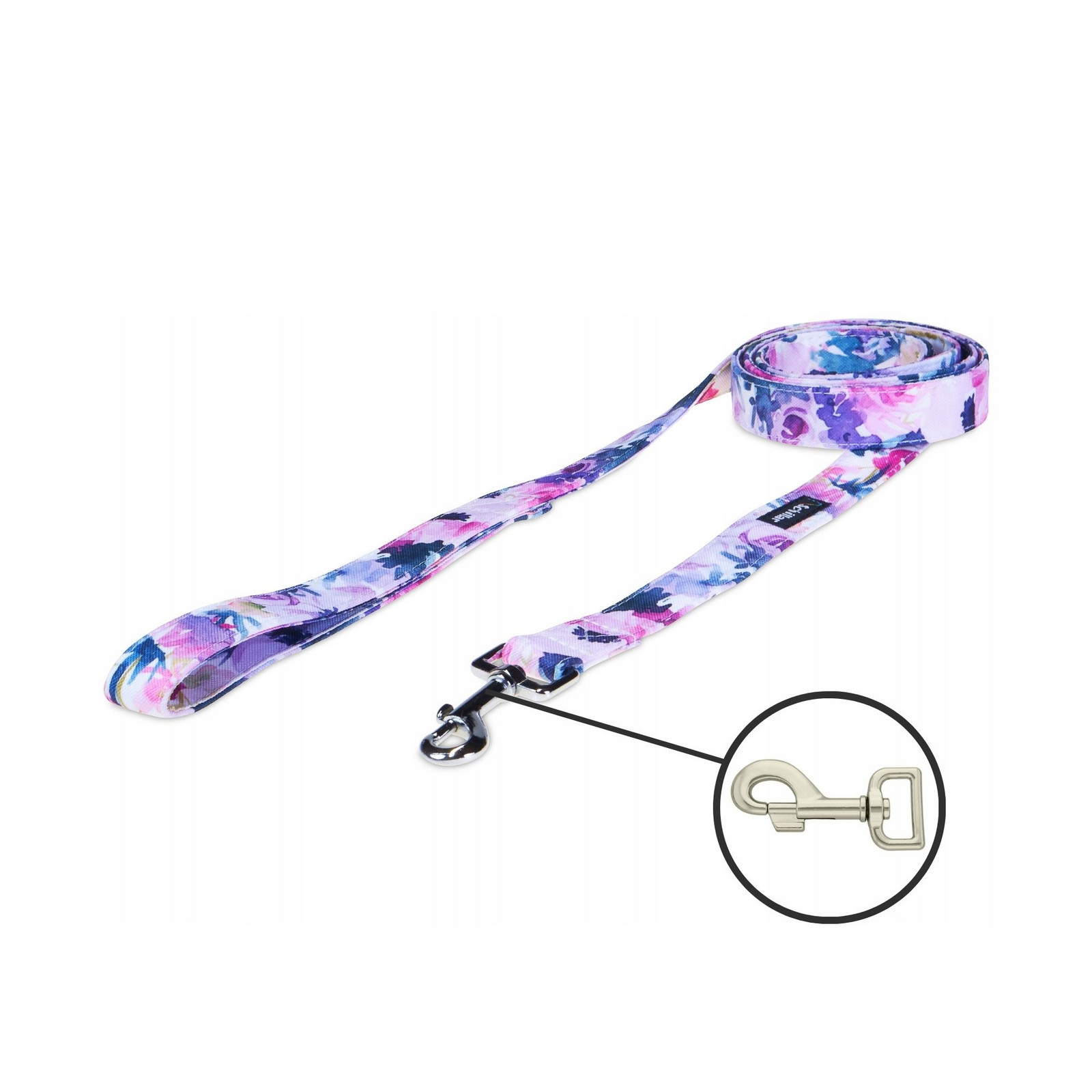 Vodítko městské pro velkého středního psa fialové květy 150cm 25mm L XL