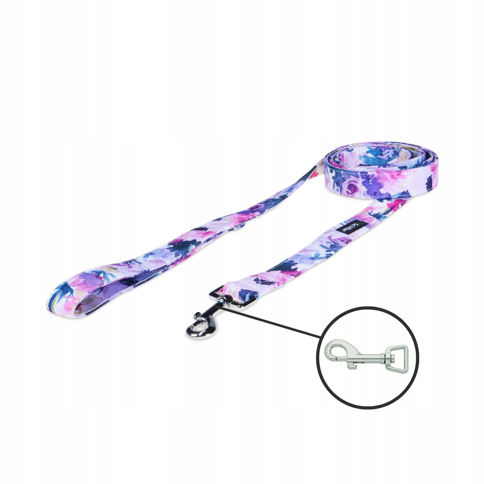 Vodítko městské pro malého středního psa fialové květy 150cm 20mm S M