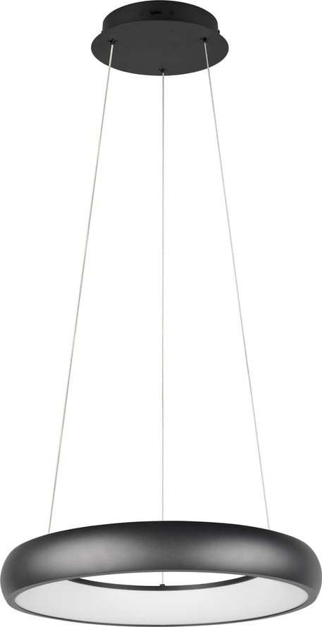 Matně černé LED stmívatelné závěsné svítidlo s kovovým stínidlem ø 46 cm Cardona – Trio