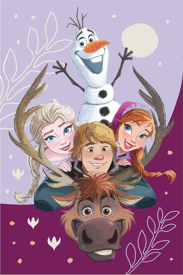 Fialová dětská deka z mikroflanelu 100x150 cm Frozen Family – Jerry Fabrics