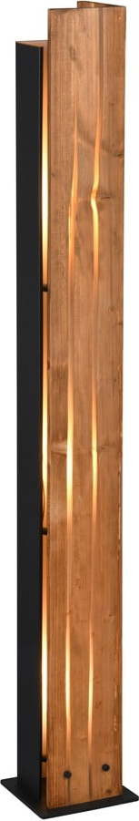 Stojací lampa v černo-přírodní barvě s dřevěným stínidlem (výška 121 cm) Karuni – Trio