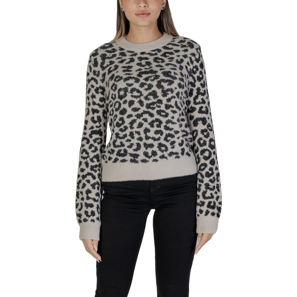 Jacqueline De Yong  JDYLORRAINE ANIMAL L/S PULLOVER KNT 15292890  Šedá