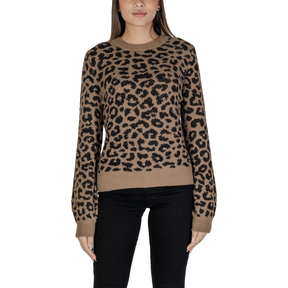 Jacqueline De Yong  JDYLORRAINE ANIMAL L/S PULLOVER KNT 15292890  Hnědá