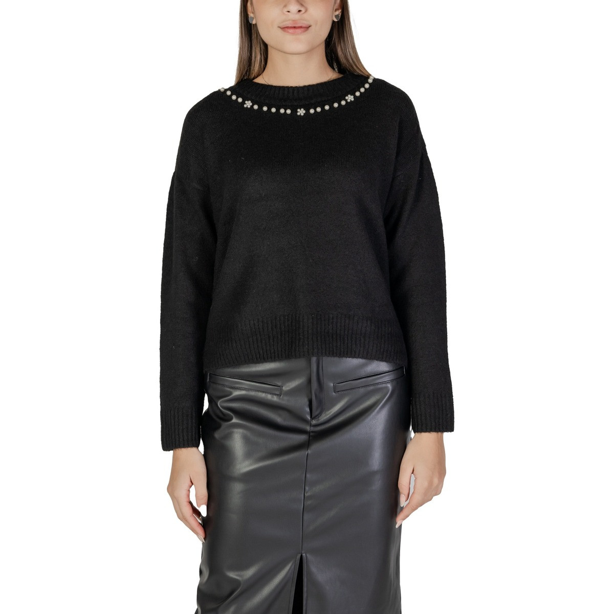 Vila  VILOUISIANA O-NECK KNIT TOP/KA 14103841  Černá