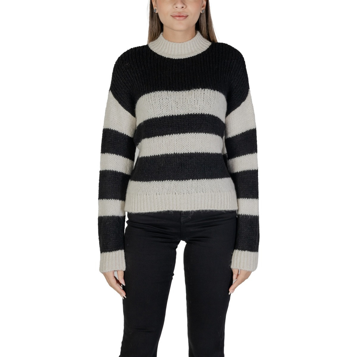 Jacqueline De Yong  JDYDINEA SIA L/S HN STRIPE PULLOVER KNT 15330716  Černá