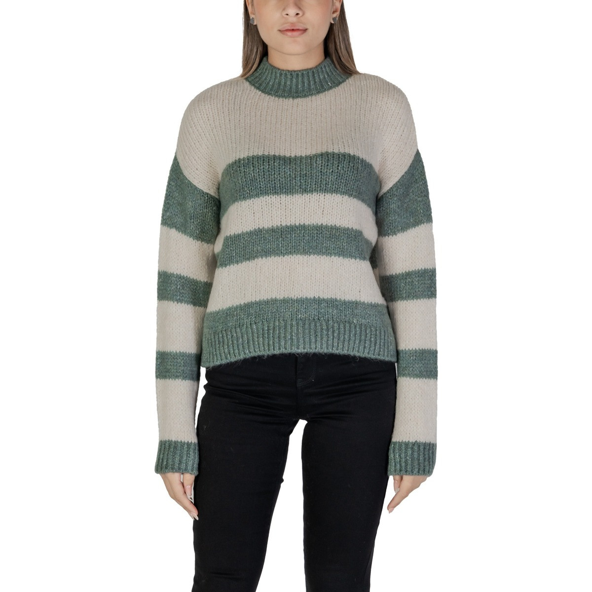 Jacqueline De Yong  JDYDINEA SIA L/S HN STRIPE PULLOVER KNT 15330716  Zelená