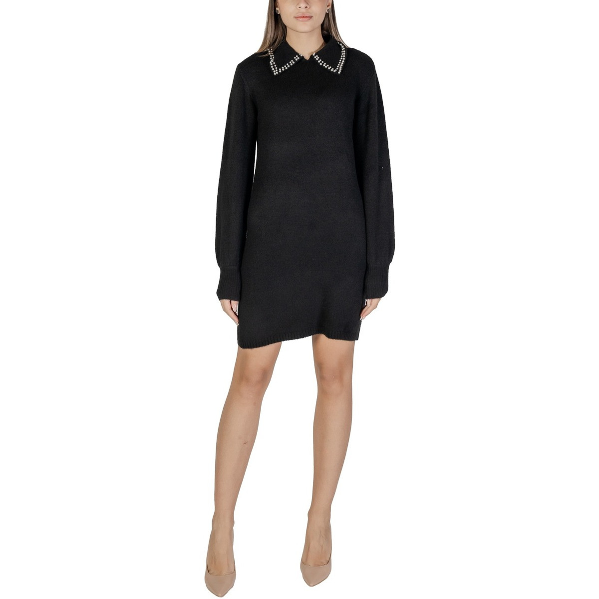 Jacqueline De Yong  JDYAUBRAY LIFE L/S PEARL DRESS KNT 15313594  Černá