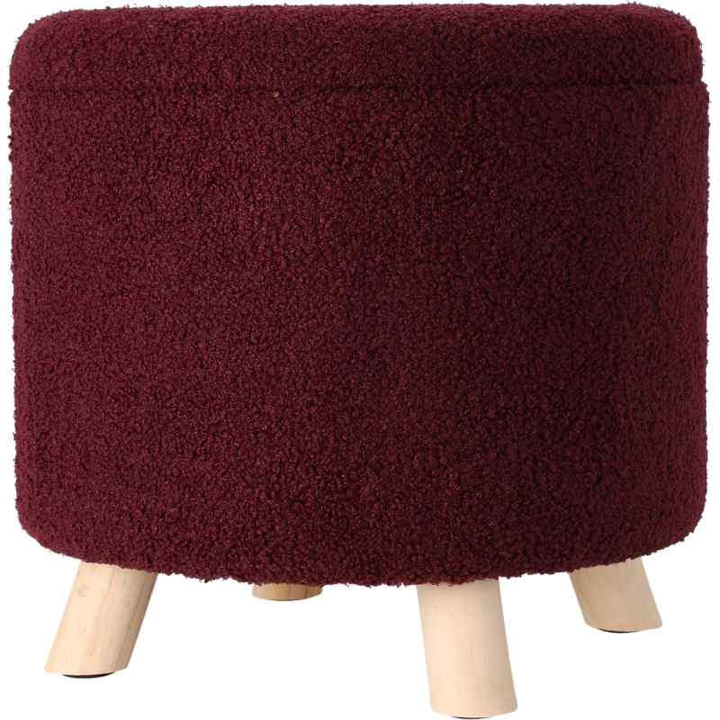 EXCELLENT Plyšový taburet s úložným prostorem 40 x 37 cm červená KO-AAK400230