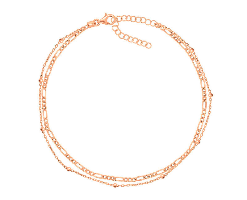 Brilio Silver Stylový dvojitý řetízek na nohu z růžově pozlaceného stříbra ANK101R