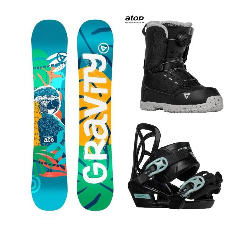 Gravity Ace dětský snowboard + Gravity Cosmo vázání + Gravity Micro Lite Atop boty