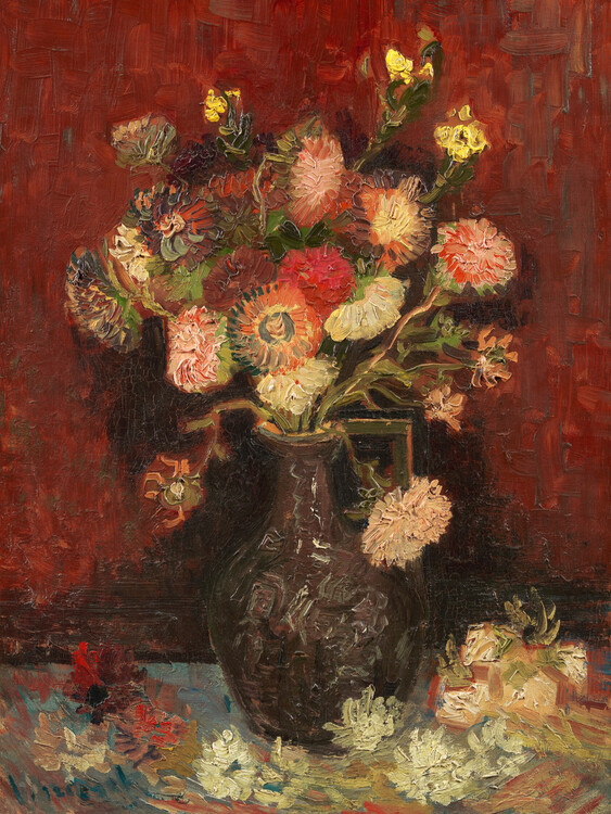 Vincent van Gogh Obrazová reprodukce Vase with Cinese Asters & Gladioli, Vincent van Gogh, 30 × 40 cm