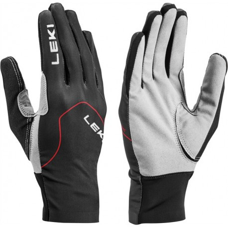 Leki Nordic Skin black red graphite unisex tenké prodyšné prstové rukavice na běžky 8 (M)