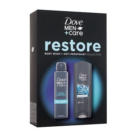 Dove Men + Care Clean Comfort : sprchový gel Men Care Clean Comfort 250 ml + antiperspirant Men Care Clean Comfort 48h 150 ml pro muže