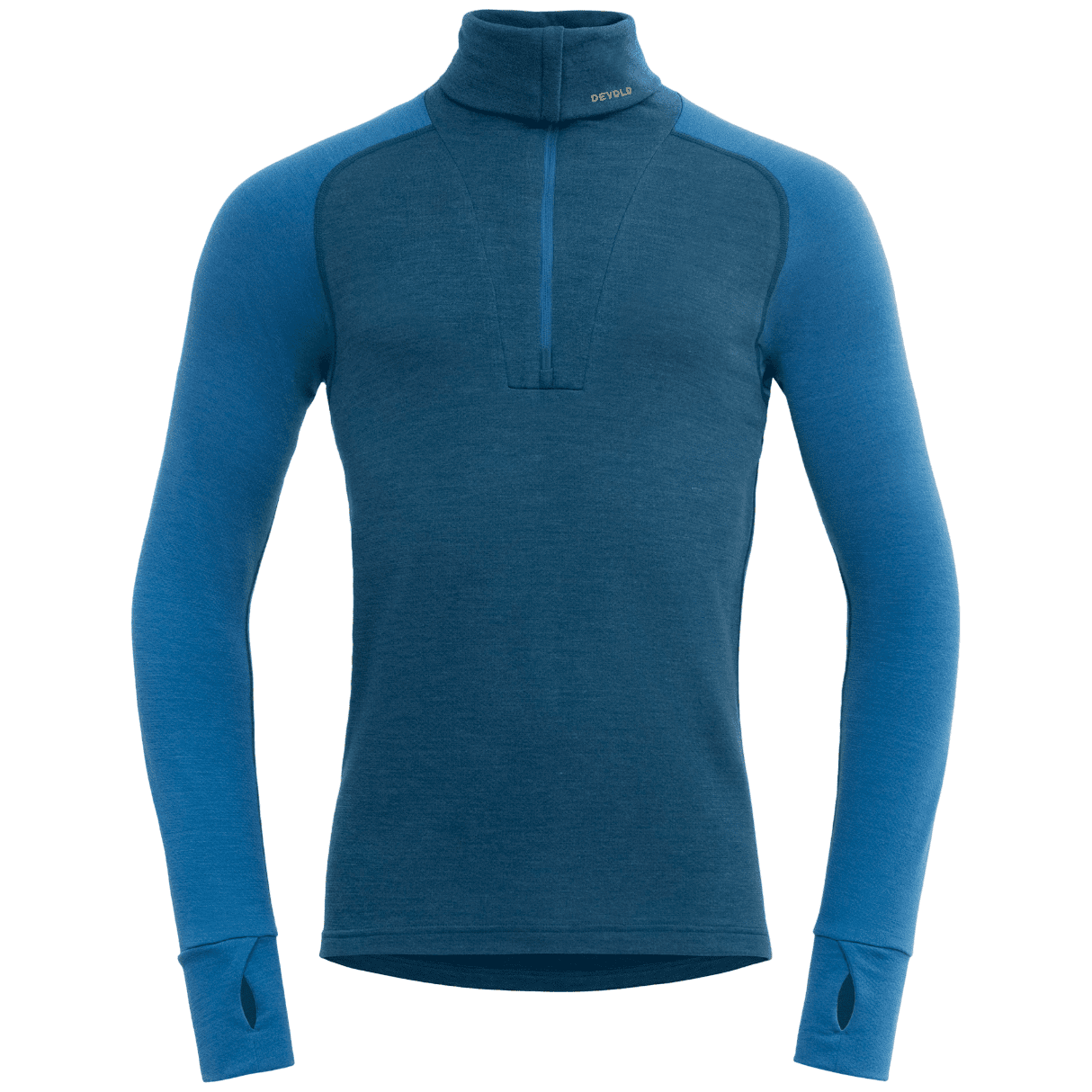 Pánské funkční triko Devold Expedition Merino Silk Zip Man Velikost: M / Barva: modrá