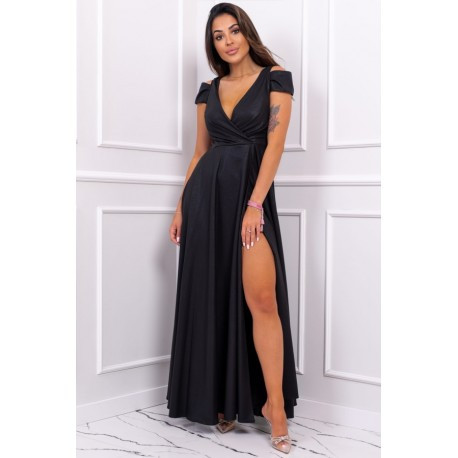 Dámské dlouhé společenské šaty GALLA Brocate černé, Velikost 36, Barva Černá BOSCA FASHION 0030060