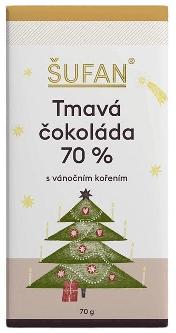 Šufan BIO Vánoční čokoláda 70% s kořením  70g