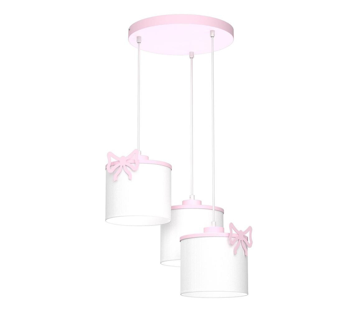 Dětský lustr na lanku SWEET 3xE27/15W/230V bílá/růžová/motýl