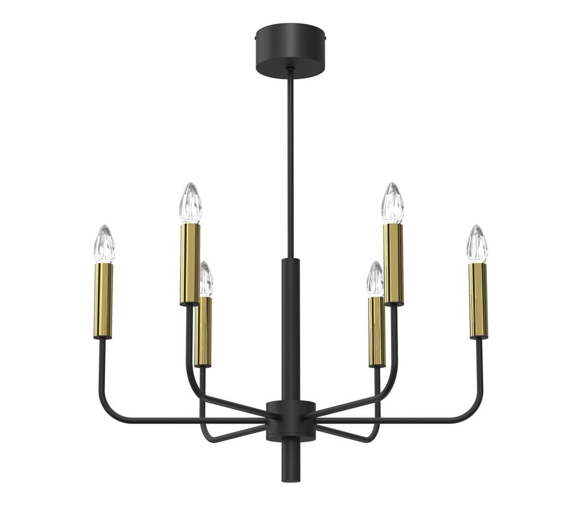 Lustr na lanku AKASYA 6xE14/15W/230V černá/zlatá