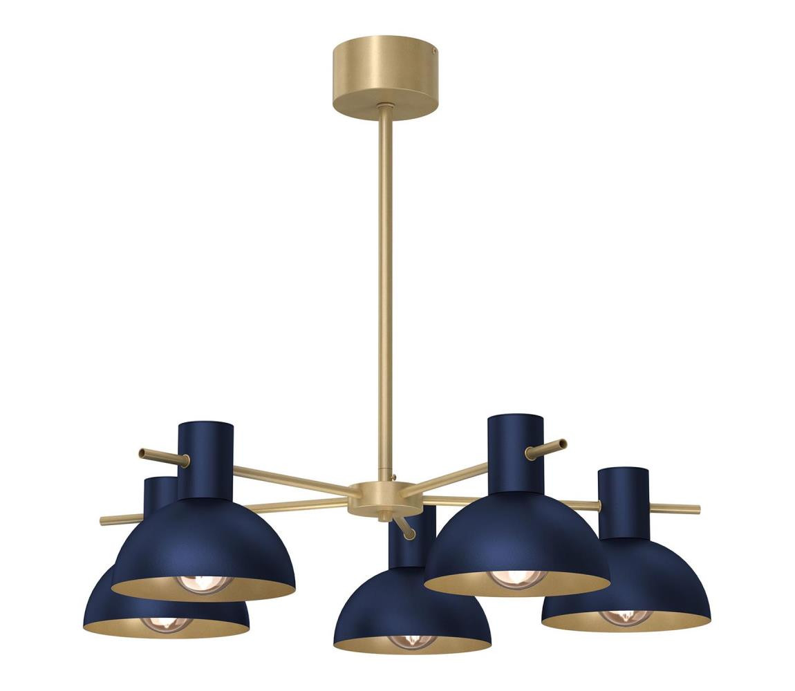 Lustr na tyči ESTATE MINI 5xE27/15W/230V modrá